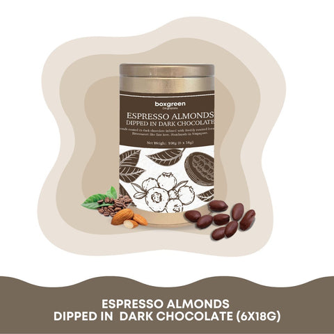 Espresso Almonds Dipped in Dark Chocolate (6x18g)
