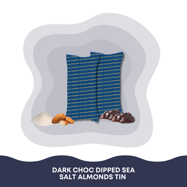 (Carton of 84) Dark Choc Dipped Sea Salt Almonds Tin (18g)