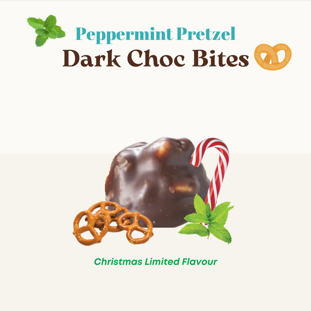 Peppermint Pretzel Dark Choco Bites (10g)