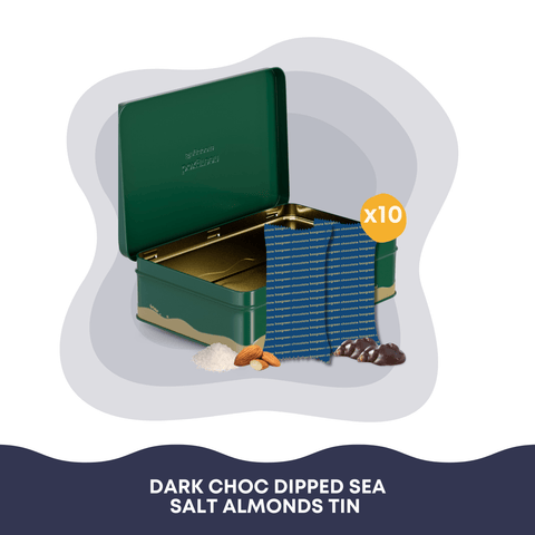 Dark Choc Dipped Sea Salt Almonds Tin (10x18g)