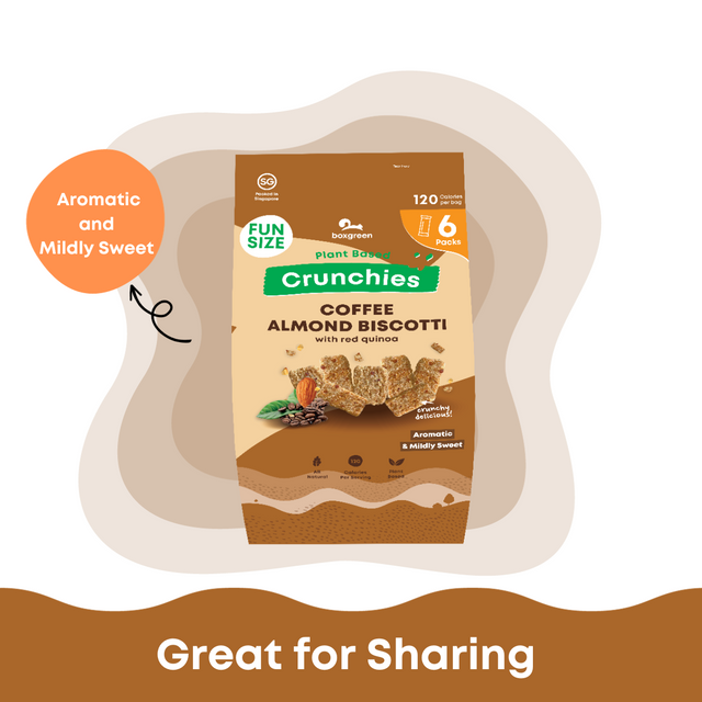 Crunchies Coffee Almond Biscotti with Red Quinoa Funpack (Half Dozen)