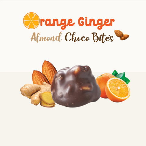 Orange Ginger Almond Dark Choc Bites